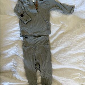 Gray Baby Outfit with Button Details
